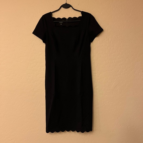 Talbots Black Shift Dress with Scalloped Edges - Picture 9 of 15